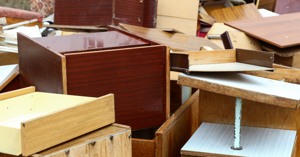 Office Furniture in a rubbish tip