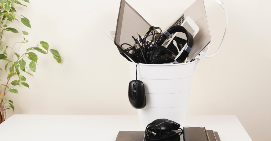 Electronics in a bin